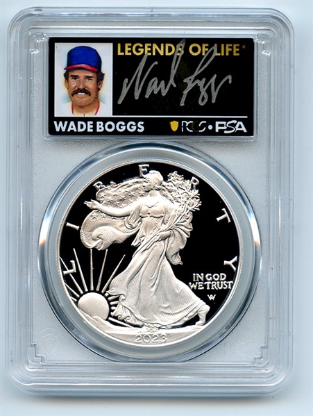 2023 W $1 Proof Silver Eagle PCGS PR70DCAM FS Legends of Life Wade Boggs