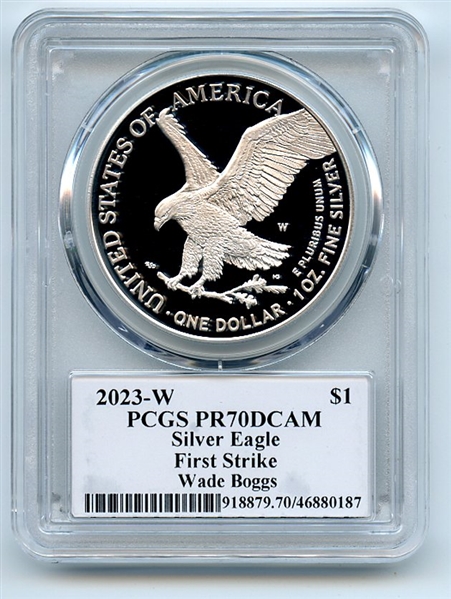 2023 W $1 Proof Silver Eagle PCGS PR70DCAM FS Legends of Life Wade Boggs