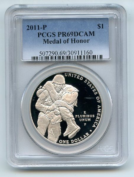 2011 P $1 Medal of Honor Silver Commemorative Dollar PCGS PR69DCAM