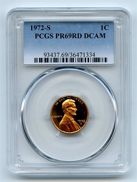 1972 S 1C Lincoln Cent PCGS PR69DCAM