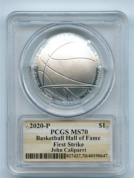 2020 P $1 Basketball Hall Fame Silver Commemorative PCGS MS70 FS John Caliparri