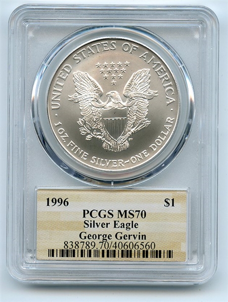 1996 $1 American Silver Eagle Dollar 1oz PCGS MS70 George Gervin