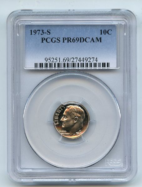 1973 S 10C Roosevelt Dime Proof PCGS PR69DCAM