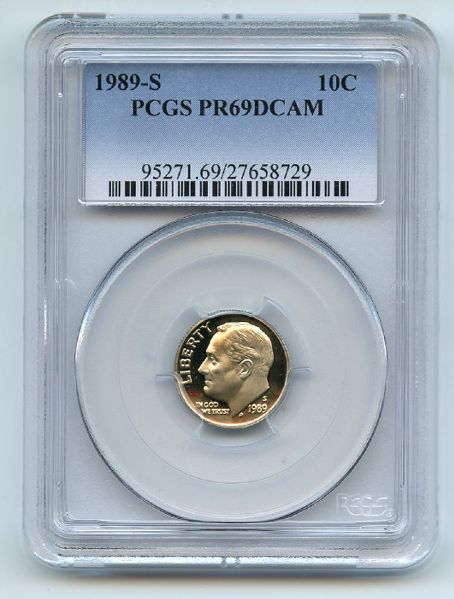 1989 S 10C Roosevelt Dime Proof PCGS PR69DCAM