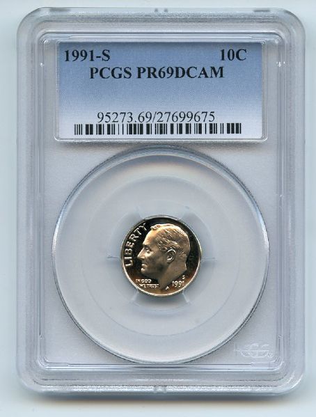 1991 S 10C Roosevelt Dime Proof PCGS PR69DCAM