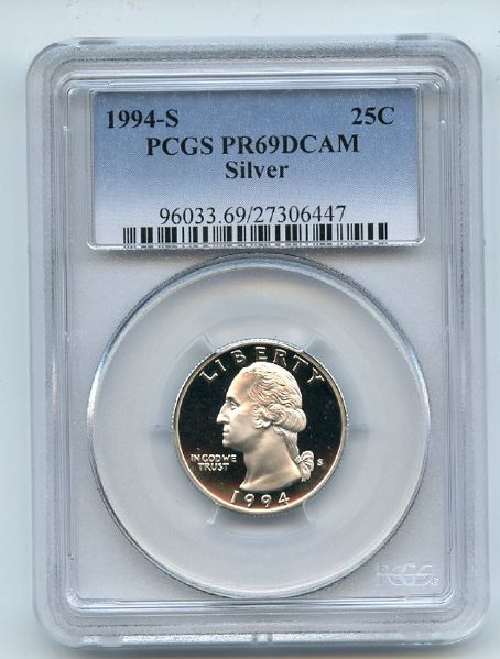 1994 S 25C Silver Washington Quarter Proof PCGS PR69DCAM