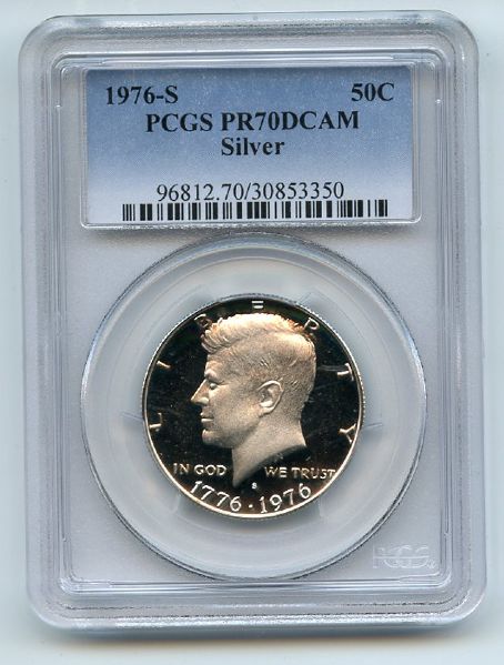 1976 S 50C Silver Kennedy Half Dollar Proof PCGS PR70DCAM