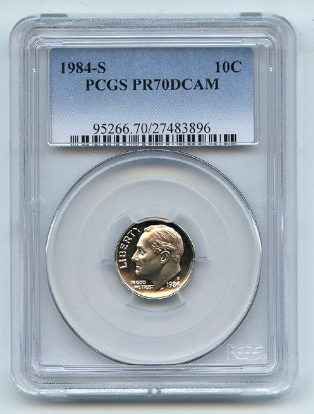 1984 S 10C Roosevelt Dime Proof PCGS PR70DCAM