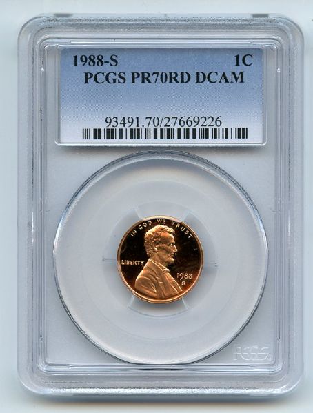 1988 S 1C Lincoln Cent Proof PCGS PR70DCAM