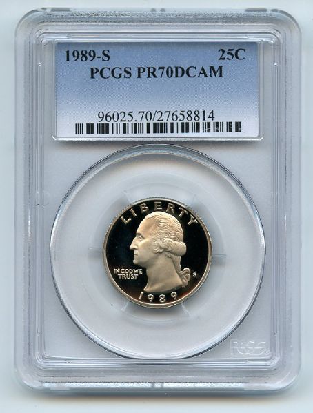 1989 S 25C Washington Quarter Proof PCGS PR70DCAM