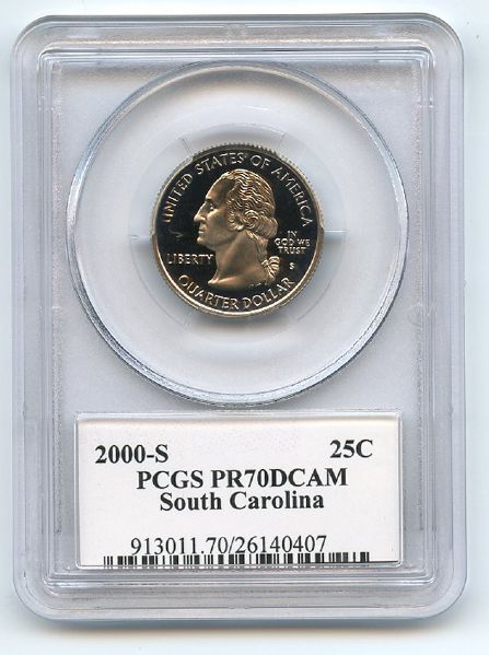 2000 S 25C Clad South Carolina Quarter PCGS PR70DCAM