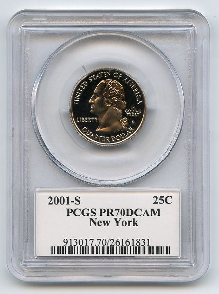 2001 S 25C Clad New York Quarter PCGS PR70DCAM