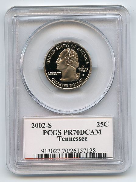 2002 S 25C Clad Tennessee Quarter PCGS PR70DCAM