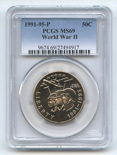 1993 P 50C World War 2 WWII Commemorative PCGS MS69