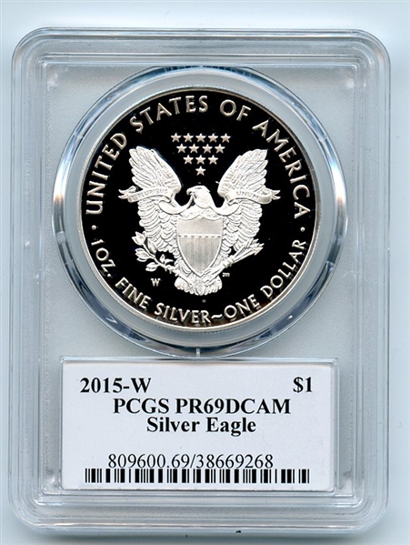 2015 W $1 Proof American Silver Eagle 1oz PCGS PR69DCAM Thomas Cleveland Eagle