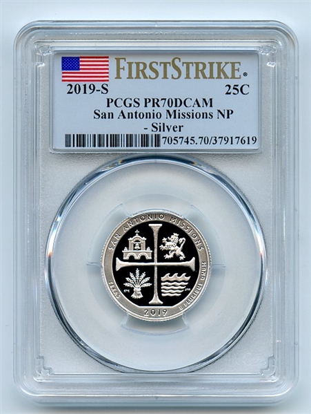 2019 S 25C Silver San Antonio Missions Quarter PCGS PR70DCAM First Strike