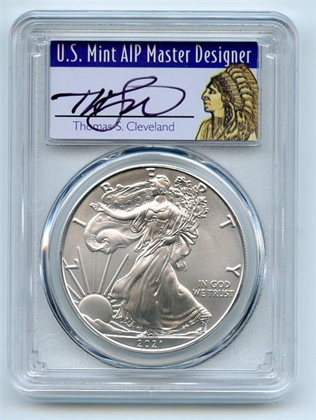 2021 $1 American Silver Eagle Type 1 PCGS MS70 FDOI Cleveland Native