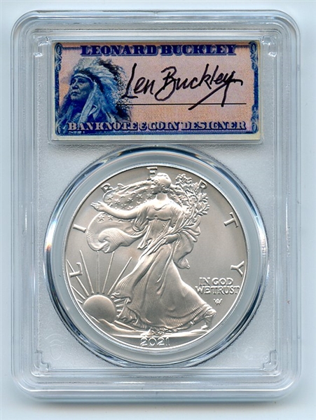 2021 $1 Silver Eagle T2 First Production PCGS MS70 Leonard Buckley