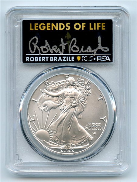 2022 $1 American Silver Eagle 1oz PCGS MS70 FS Legends of Life Robert Brazile