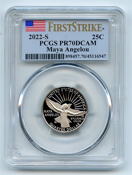 2022 S 25C Clad Maya Angelo Quarter PCGS PR70DCAM First Strike