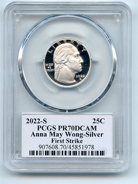 2022 S 25C Silver Anna May Wong Quarter PCGS PR70DCAM FS Leonard Buckley