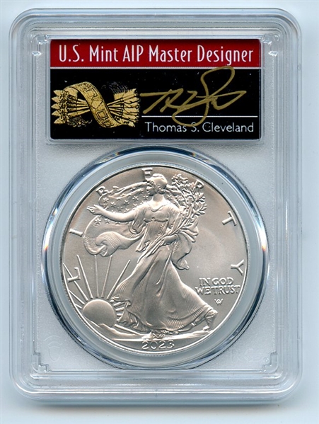 2023 $1 American Silver Eagle 1oz PCGS MS70 FS 1 of 500 Thomas Cleveland Arrows