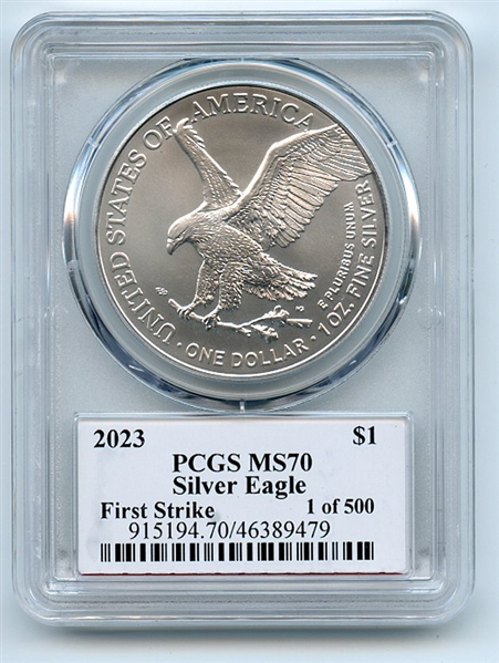 2023 $1 American Silver Eagle 1oz PCGS MS70 FS 1 of 500 Thomas Cleveland Arrows