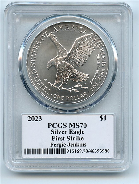 2023 $1 American Silver Eagle 1oz PCGS MS70 FS Legends of Life Fergie Jenkins