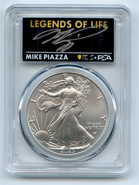 2023 $1 American Silver Eagle 1oz PCGS MS70 FS Legends of Life Mike Piazza