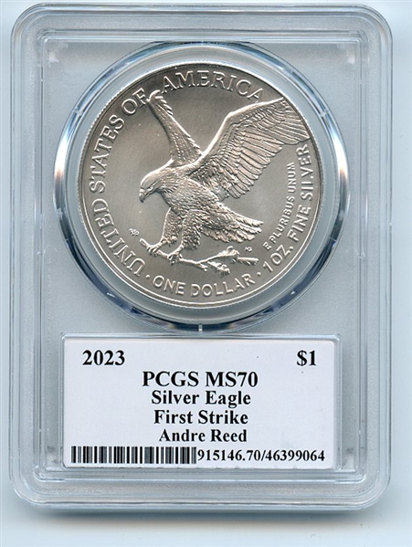 2023 $1 American Silver Eagle 1oz PCGS MS70 FS Legends of Life Andre Reed