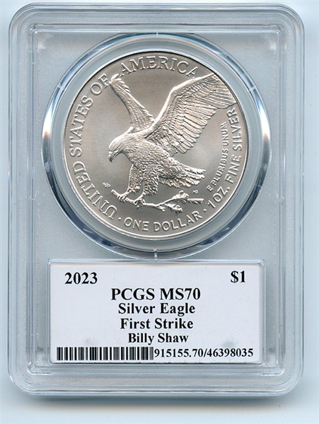 2023 $1 American Silver Eagle 1oz PCGS MS70 FS Legends of Life Billy Shaw