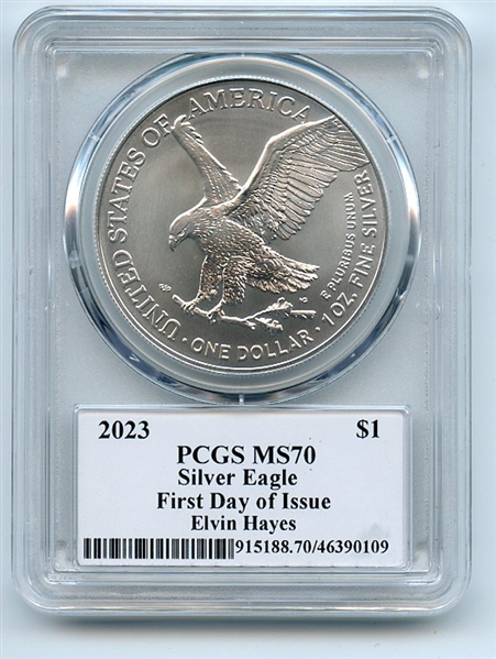 2023 $1 American Silver Eagle 1oz PCGS MS70 FDOI Legends of Life Elvin Hayes