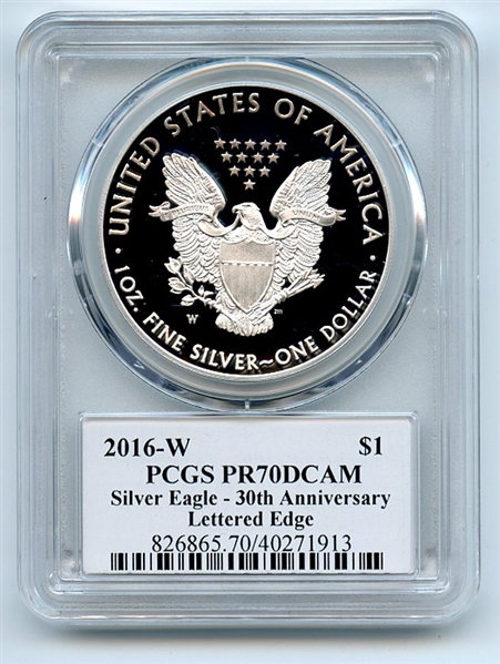 2016 W $1 Proof American Silver Eagle 1oz PCGS PR70DCAM Thomas Cleveland Arrows