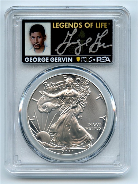 2021 (P) $1 American Silver Eagle EI 1oz PCGS MS70 FDOI George Gervin