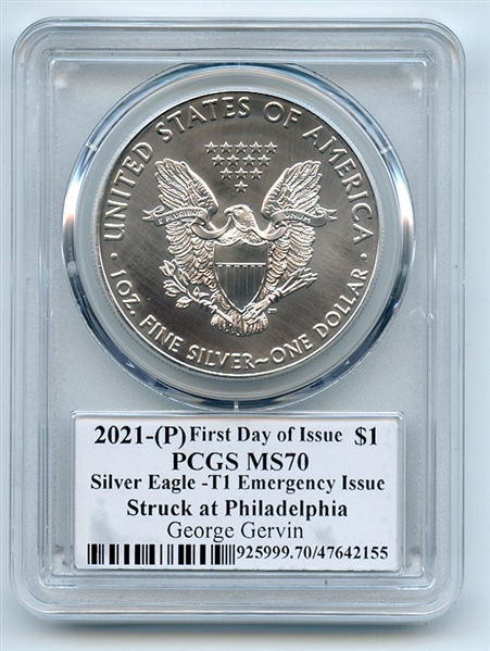 2021 (P) $1 American Silver Eagle EI 1oz PCGS MS70 FDOI George Gervin