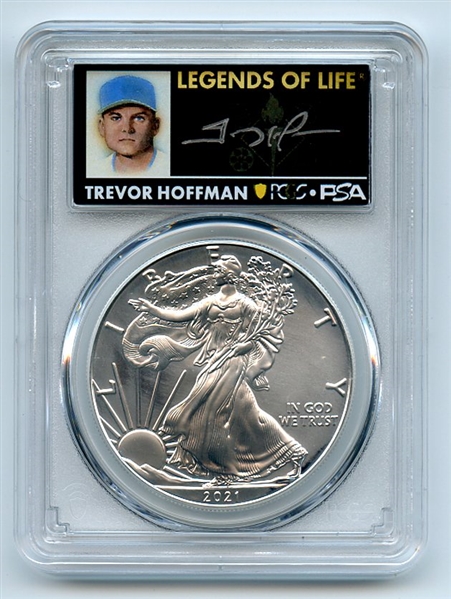 2021 (P) $1 American Silver Eagle EI 1oz PCGS MS70 FDOI Trevor Hoffman