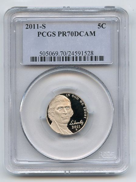 2011 S 5C Jefferson Nickel PCGS PR70DCAM