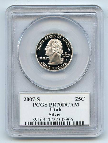 2007 S 25C Silver Utah Quarter PCGS PR70DCAM