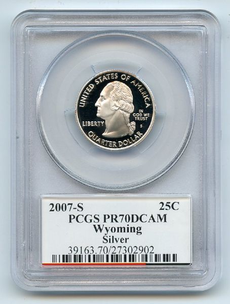 2007 S 25C Silver Wyoming Quarter PCGS PR70DCAM