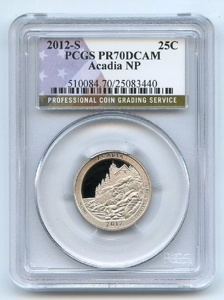 2012 S 25C Clad Acadia Quarter PCGS PR70DCAM