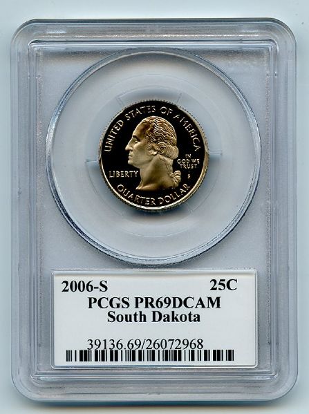 2006 S 25C Clad South Dakota Quarter PCGS PR69DCAM