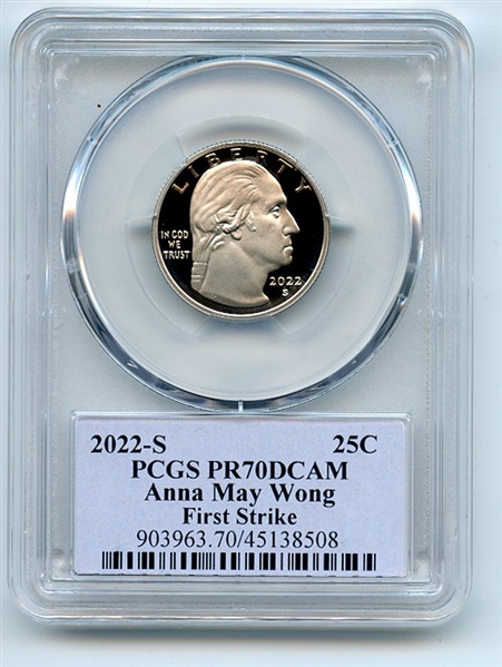 2022 S 25C Clad Anna May Wong Quarter PCGS PR70DCAM FS Thomas Cleveland Native