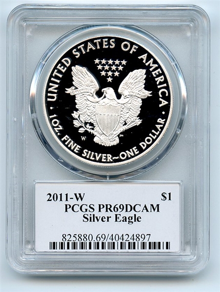 2011 W $1 Proof American Silver Eagle 1oz PCGS PR69DCAM Thomas Cleveland Arrows