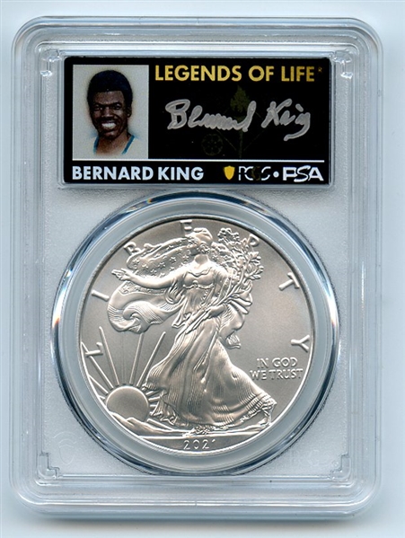 2021 $1 Silver Eagle T1 Last Day Production PCGS MS70 Legends Life Bernard King