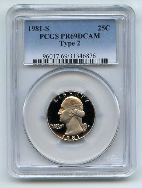 1981 S 25C Type 2 T2 Washington Quarter Proof PCGS PR69DCAM