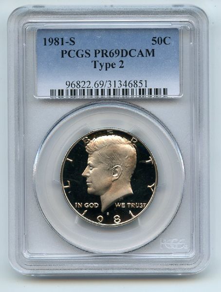 1981 S 50C Type 2 T2 Kennedy Half Dollar Proof PCGS PR69DCAM