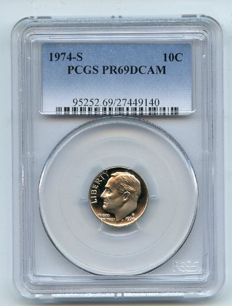 1974 S 10C Roosevelt Dime Proof PCGS PR69DCAM