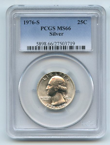 1976 S 25C Silver Washington Quarter PCGS MS66