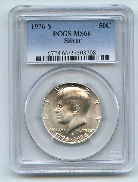 1976 S 50C Silver Kennedy Half Dollar PCGS MS66