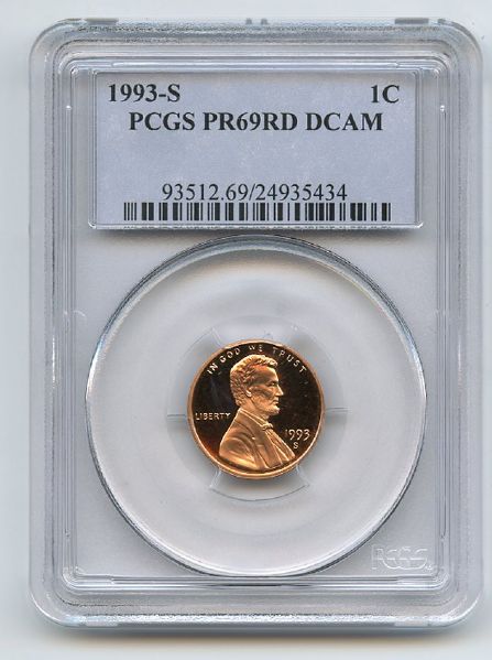 1993 S 1C Lincoln Cent Proof PCGS PR69DCAM